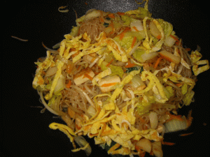 Fried Shirataki Noodles with Tofu and Vegetables